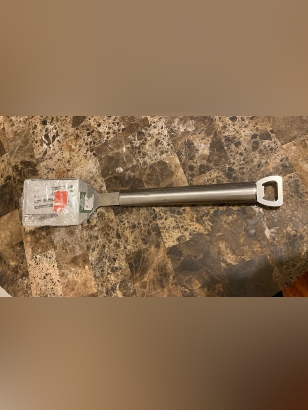 Stainless Steel Kitchen Tool - 4 in 1 spatula Silver Handled Turner Fork